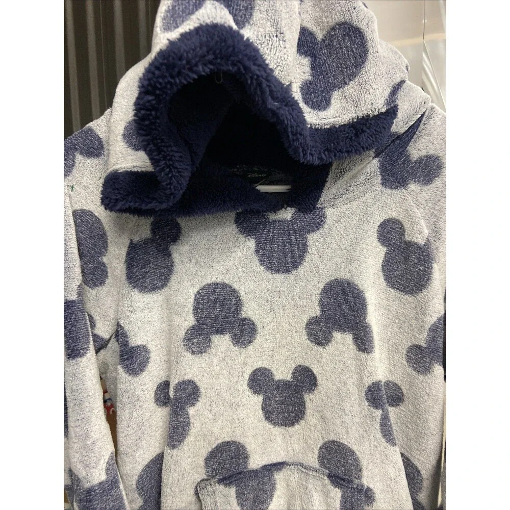 Disney Mickey Mouse Silhouette Blue Plush Hooded Nightgown Size M - Picture 4 of 16